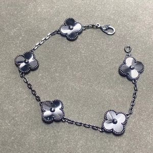 Nouveau style Trèfle à quatre feuilles Bracelet et collier Cleefy Ensemble de bijoux Bracelet en or Bijoux de luxe Noir Bleu Hommes Femmes Bijoux de mariage Designers Femmes homme cadeaux