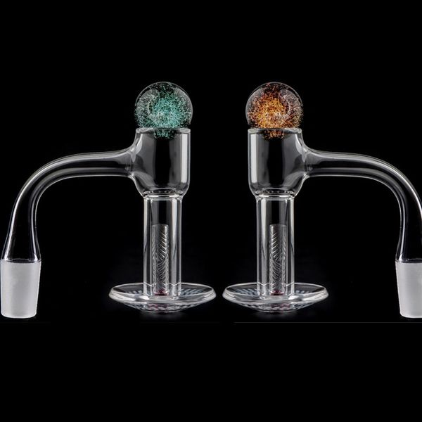 Pleine Soudure Fumer Terp Slurper Quartz Banger Bord Biseauté 20mmOD Ongles Capiteux Avec Dichro Verre Perles De Marbre Caps Piliers De Quartz Creux Pour Verre Eau Bong Dab Rig