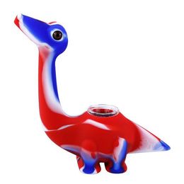 bangs d'eau en verre Narguilés style mignon dinosaure mini bong avec des tuyaux de fumer en silicone incassable dab rig