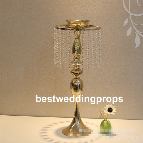 Vases à fleurs en cristal doré, nouveau style, centres de Table pour Table de mariage, best0834