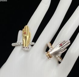Nieuwe stijl goud/zilveren ketting met zijstenen handringen schedel skelet charme open ring voor vrouwen mannen feest bruiloftsliefhebbers verloving punk sieraden geschenken xrm-21889