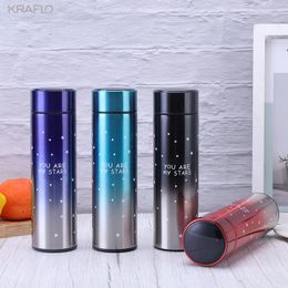 Nouveau style dégradé couleur Led Affichage de la température Fiole à vide 304 Thermos en acier inoxydable Adorable bouteille d'eau Smart Thermos Cup
