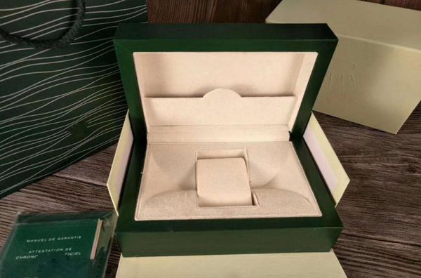 New Style Green Watch Box Box Papers Papiers Gift Wesches Boîtes Carte de sac en cuir pour Crown Logo Box 116660 116600 Watch Box2820443