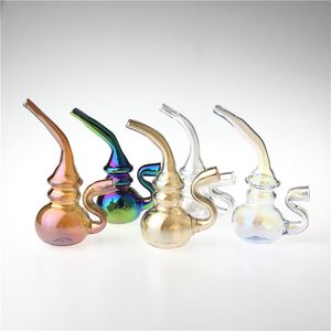 3,5 pouces verre cigarette papier eau Bong avec Heady Pyrex Golden Sliver coloré joli verre Gourde huile plates-formes eau fumer tuyaux