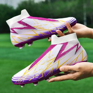 Nouveau Style bottes de Football haut de gamme femmes hommes chaussures de Football à ongles longs AG chaussures d'entraînement respirantes pour les jeunes rose bleu noir blanc