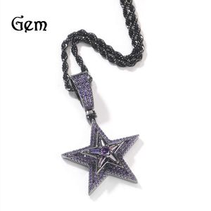 Collier avec pendentif pentagramme rotatif incrusté de diamants, nouveau Style Hip-hop, bijoux de rue tendance populaire