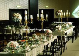 Nuevo estilo, gran oferta, decoración de boda, 5 cabezas de cristal, portavelas, candelabro