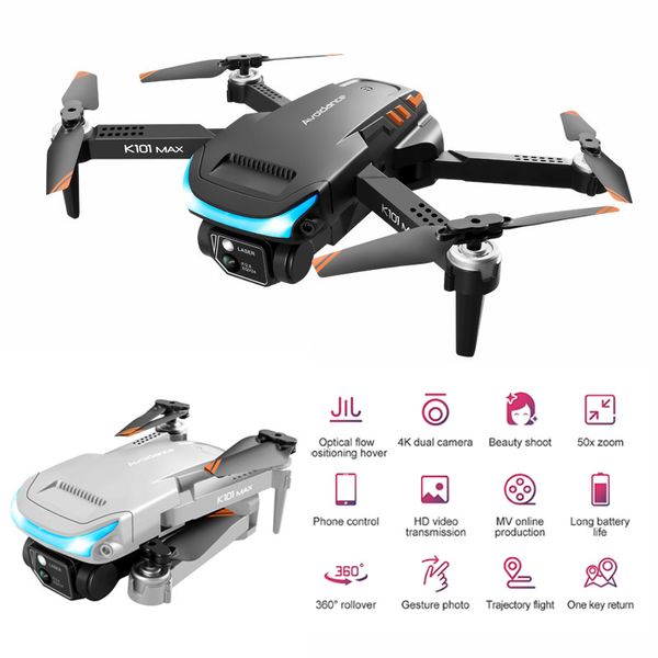 Mini Drone K101 Max avec double caméra HD 4K, nouveau Style, localisation optique, Transmission en temps réel, hélicoptère, jouets, cadeaux