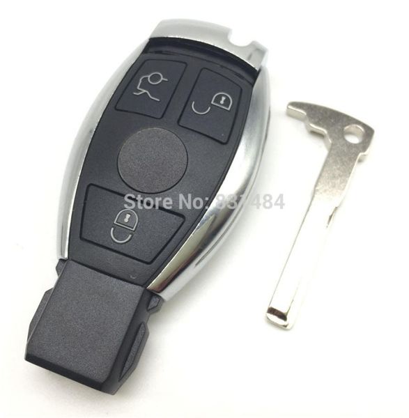 Carcasa para llave de nuevo estilo para Mercedes, funda para llave de coche inteligente de 3 botones con batería y llavero con hoja, logotipo de venta incluido 2669063