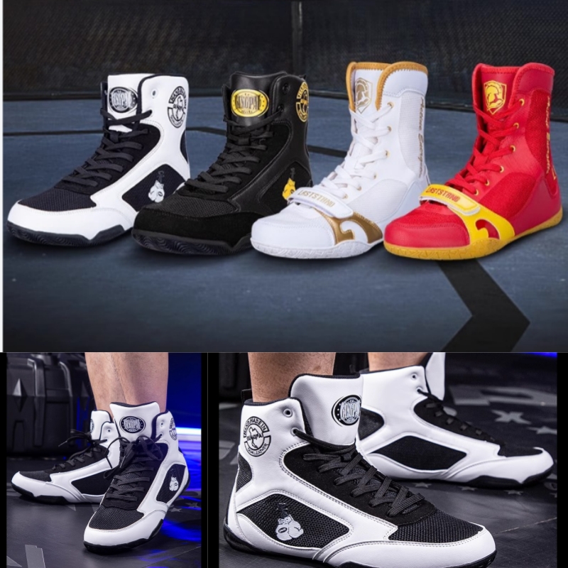 Ny stil lättvikt boxningsskor Kvinnor Mens Professional Fighting Trainers Youth Anti Slip Wrestling Shoes Gai