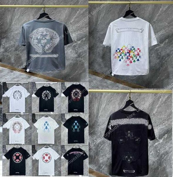 Nouveau style Hommes Classique t-shirt Coeur Mode Ch Balck Haute Qualité Marque Lettre Sanskrit Croix Motif Chandail T-shirts Designers Chromes PulloverJ6KG