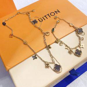 Nieuwe Stijl Ketting Designer Hanger Sieraden Set Armband Merk Letter 18K Verguld Zilver Roestvrij Stalen Schakelketting Dames Bruiloft Sieraden Cadeau