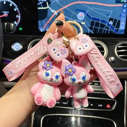 Nouveau Style Originalité Designer Dessin Animé Porte-clés Garçon et Fille Top Qualité Animal Lapin En Caoutchouc En Métal Mignon Sac À Dos De Voiture Pendentif Porte-clés Jouet Cadeau Bijoux Accessoires