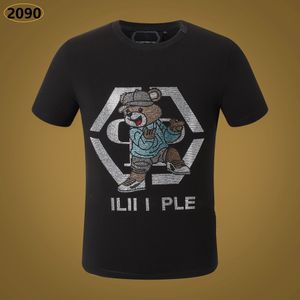 Nouveau style Phillip Plain Men T-shirt Designer PP Skull Diamond T-shirt à manches courtes Dollar Brown Bear Brand O Neck T-shirt Paris de haute qualité PP Polo WM2090