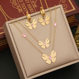 Collier papillon en diamant rose, nouveau Style, bijoux à Double couche à la mode