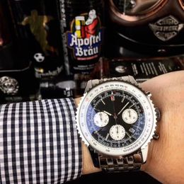 Nieuwe Stijl Quartz Chronograaf Mannen Horloge Volledige Fuction Zwart Gezicht Saffierkristal 316 Roestvrij Band Watch2848