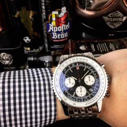 Nieuwe Stijl Quartz Chronograaf Mannen Horloge Volledige Fuction Zwart Gezicht Saffierkristal 316 Roestvrij Band Watch300w