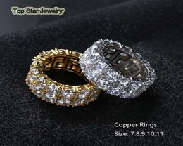 Nouveau style Real Copper Anneaux Chiny 2 Rows Cubic Zirconia Punk Finger Accessoires pour hommes Hiphop Trendsetter Rock Rock Jewelry Go9888891