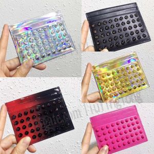 nouveau style porte-cartes à fond rouge rivets portefeuille designer de luxe femmes en cuir rivets de couleurs mélangées pochettes de sac porte-monnaie c1 pochette à clés en argent noir mini portefeuilles