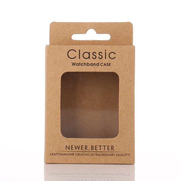 Nueva caja de envasado de papel kraft de estilo minorista de nuevo estilo para el reloj de cristal templado de Apple con percha