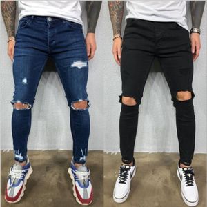 Nieuwe stijl gescheurde broek slim fit stretch heren jeans mode casual hiphop jeans F1209