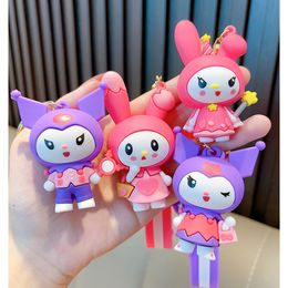 Nuevo estilo sonrisa Kuromi llavero lindo muñeco de dibujos animados colgante coche llavero mochila adornos accesorios regalo de vacaciones para amigos niños 2344