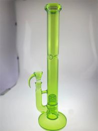 Nuevo estilo Smoking Pipes bong verde 44 mm de ancho 3 en línea perc a 360 grados cap 18 pulgadas 18 mm junta con el tazón de cuerno verde cfl bienvenido a ordenar