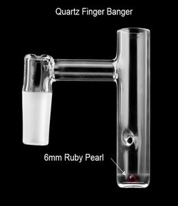 Nuevo estilo Fumar cuarzo Finger Banger Finger como tapa con perla rubí 10 mm de 14 mm 18 mm uñas femeninas para femeninas para bong dab rigs3590843