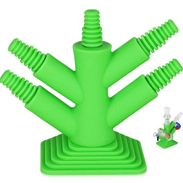 Nouveau style fumer silicone arbre fourche style adaptateurs femelles portables amovibles Bangers innovants 14MM 18MM bol Bong Waterpipe Bubbler Pipes Plug Display Base DHL