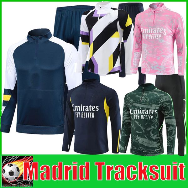 2023 2024 Survêtement Real MadridS Kit enfants Costume d'entraînement homme BELLINGHAM VINI JR 22 23 24 Football adulte CAMAVINGA demi fermeture éclair vêtements de sport chandal futbol survetement