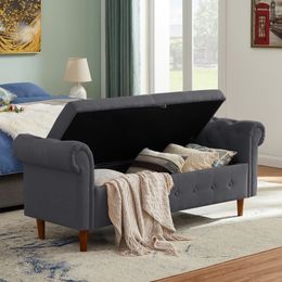Taburete rectangular multiusos para sofá, almacenamiento que ahorra espacio, nuevo estilo, con gran espacio de almacenamiento, gris oscuro