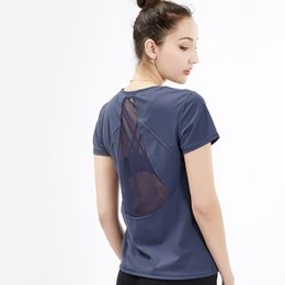 Dames Fitness T-shirt Nieuwe stijl sporttops Gym korte mouw Yoga Top Mesh Gym Sportkleding