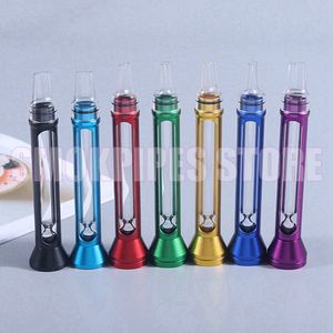 Nouveau style stand coloré en aluminium Pipes en verre sèche Herbe tabac portable amovible pipeurs de chèque de painade