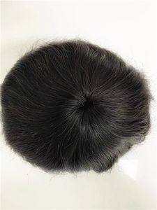 Nouveau style de remplacement de cheveux vierges humains indiens droits # 1b Q6 base attachée à la main perruques masculines pour les noirs américains express rapide