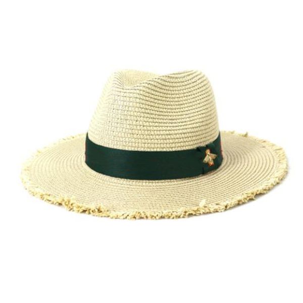 Nouveau Style Chapeau De Paille Voyage En Plein Air Vacances Casquettes De Soleil Ombre Jazz Paille Casquette De Plage Designer Hommes Femmes Protection Solaire Chapeau À Grand Bord Accessoires De Mode De Luxe