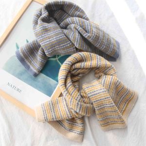 Nieuwe stijl gestreepte plaid gebreide sjaal dubbelzijdige korte sjaal winter warme streep gebreide sjaal voor studenten