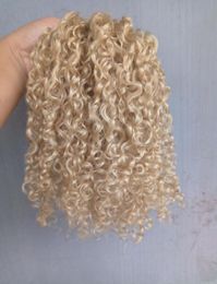 Nouveau Style Fort Chinois Vierge Remy Bouclés Cheveux Trame Humain Top Extensions de Cheveux blond 6130 Couleur 100g un bundle5411672