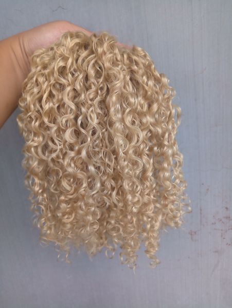 Forte Chinoise Vierge Remy Bouclés Trame de Cheveux Humains Top Extensions blonde 613 # Couleur 100g un paquet