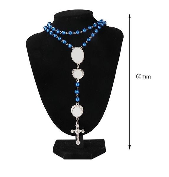 Nuevo estilo Colgantes de sublimación 4 colores Pulseras de transferencia de calor en blanco Rosario Pulsera de cuentas Cruz Jesús Colgantes de metal B0008