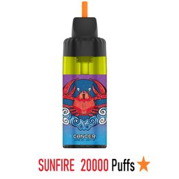 Nieuwe stijl Sunfire Stars Cancer Fresh Berries 20000 Puffs Wegwerp 12 Gunsten Vape Pen Shisha Hookah Apparaat PUF 10K 20K met 12 ml Refilleerbaar Design DTL Tornado Vapers