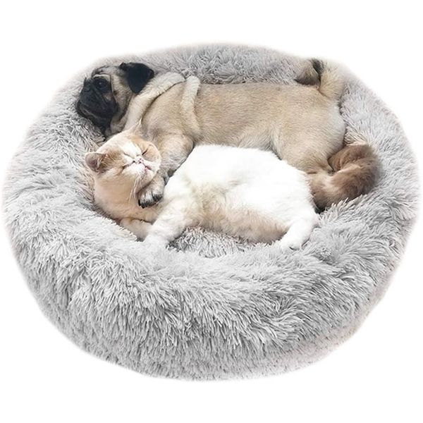 Nouveau Style Super Doux Rond Lavable Longue En Peluche Chenil Chat Maison Velours Tapis Canapé Pour Chihuahua Chien Panier Pet Lit 201223