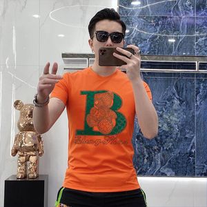 Nouveau style t-shirts hommes t-shirts chaud strass mâle vêtements B lettre ours à manches courtes homme décontracté haut été mode hip hop jeune tendance haute qualité Streetwear M-7XL