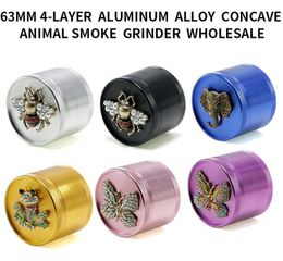 Broyeur de tabac en alliage d'aluminium, nouveau Style, forme animale, 4 couches, 63mm, mélange de couleurs, broyeur d'herbes pour fumer du tabac