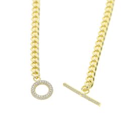 Nouveau style fermoir à bascule 5mm chaîne cubaine Bracelets pour femmes filles Cz pavé Punk charme géométrique cercle barre chaîne collier bijoux W229m