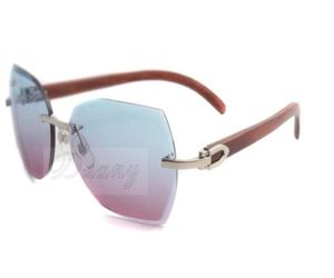 Nuevo estilo Gafas de sol de madera de lujo de lujo de alta calidad 8300817 para hombres y mujeres en plata con lentes cortadas tamaño 18135mm2317342