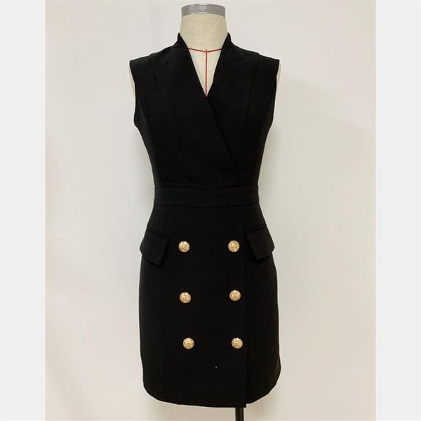 Robe de travail classique pour femmes, nouveau Style, qualité supérieure, Design Original, boucles en métal, double boutonnage, Slim, sans manches, 279M