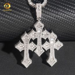 Testeur de diamant de qualité supérieure, nouveau Style, argent 925, trois croix, pendentif croisé personnalisé Hip Hop pour hommes