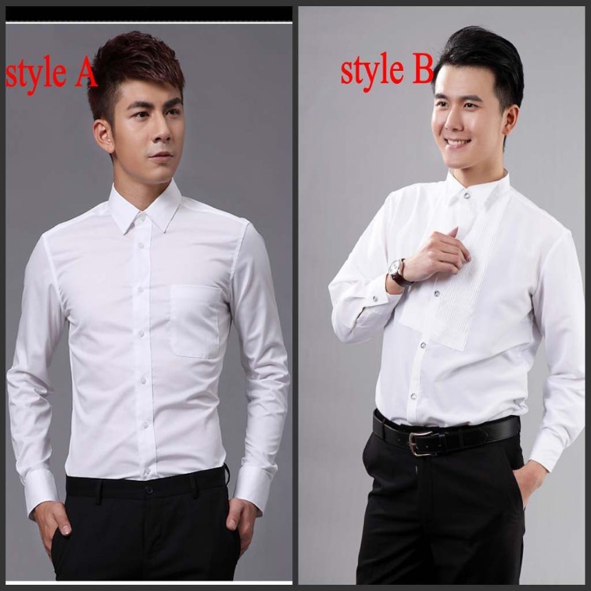 Nouveau Style Top qualité blanc hommes vêtements de mariage vêtements de marié chemises homme chemise vêtements OK02219f