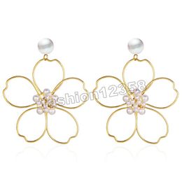 Nouveau Style à la mode couleur or creux fleur Preal goutte boucles d'oreilles pour femmes bijoux Pendientes Brincos bijoux de mode