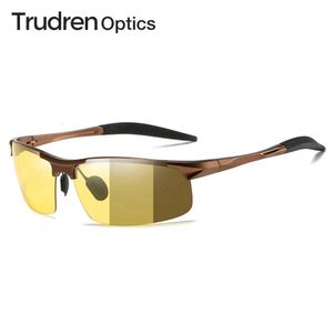 Nouveau style Trudren aluminium sport photochromique lunettes de soleil polarisées pour hommes moto lunettes d'équitation jour nuit vision lunettes de conduite 5933 mode classique